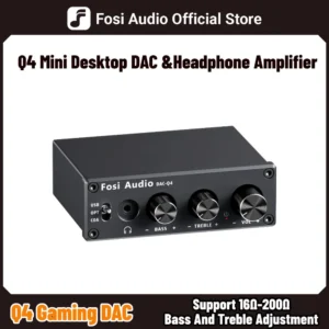 Fosi Audio Q4 Mini Stereo USB Gaming DAC | Headphone Amplifier & Audio Converter Adapter for PC, Desktop, Active Powered Speakers