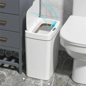 Smart Touchless Automatic Bagging Trash Can: 15L White Narrow Smart Sensor Garbage Bin