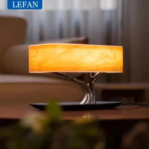 4 in 1 Smart Bedside LED Desk Lamp with Built-in Bluetooth Speaker, Wireless Phone Charger, and Dimmable Atmosphere Table Light for Home, Cafe & Bar