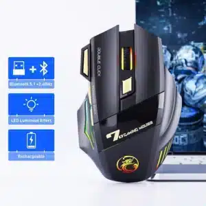 iMICE GW-X7 Dual Mode Wireless Gaming Mouse | 3200 DPI, Bluetooth + 2.4GHz, 7 Keys Silent Click, Rechargeable LED Mouse